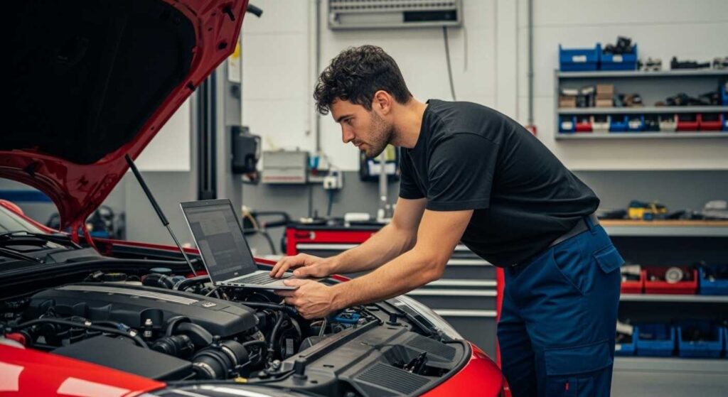 diagnosing car with scan tool